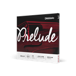 Packaging envelope for the D'Addario Prelude 4/4 scale full size cello medium tension 4-string set
