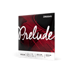 D'Addario Prelude 1/2 scale violin string set packaging and four steel core strings