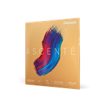 D'Addario Ascenté 4/4 scale violin string set packaging and synthetic core strings