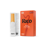 A single Rico by D'Addario organic bass clarinet reed in strength 3.5, displaying the unfiled cut profile layout.