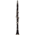 Premium French-crafted Buffet Crampon R13 professional Bb clarinet displaying its hand-selected stained Grenadilla wood body and mirror-like nickel-plated keywork