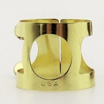 Amplate 334G gold lacquer alto saxophone ligature with two adjustment screws, available at MusicMasters.