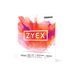 D'Addario Zyex 3/4 scale violin string set packaging and synthetic core strings
