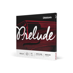 Packaging envelope for the D'Addario Prelude 4/4 scale full size cello medium tension 4-string set