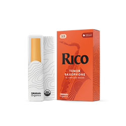 Box of traditional Rico Strength 3.5 Tenor Saxophone Reeds on display at MusicMasters on North Monroe Street.