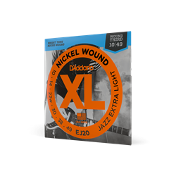 Package of D'Addario EJ20 Nickel Wound Jazz Extra Light Electric Guitar Strings 10-49