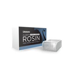 D'Addario Clarity Hypoallergenic Rosin cake in clear protective casing