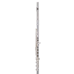Exquisite American-crafted Powell Sonaré 705 intermediate professional flute showcasing its solid sterling silver body, elegant French pointed key arms, and B-foot joint