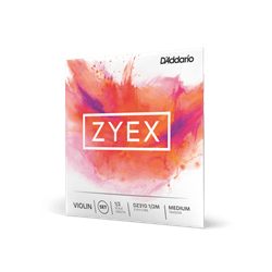 D'Addario Zyex 1/2 scale violin string set packaging and synthetic core strings