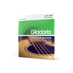 Package of D'Addario EJ18 Phosphor Bronze Heavy Acoustic Guitar Strings 14-59