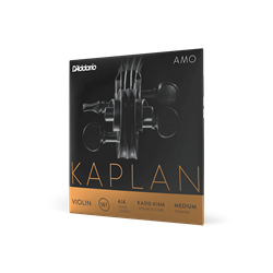 D'Addario Kaplan Amo 4/4 scale violin string set packaging and synthetic core strings